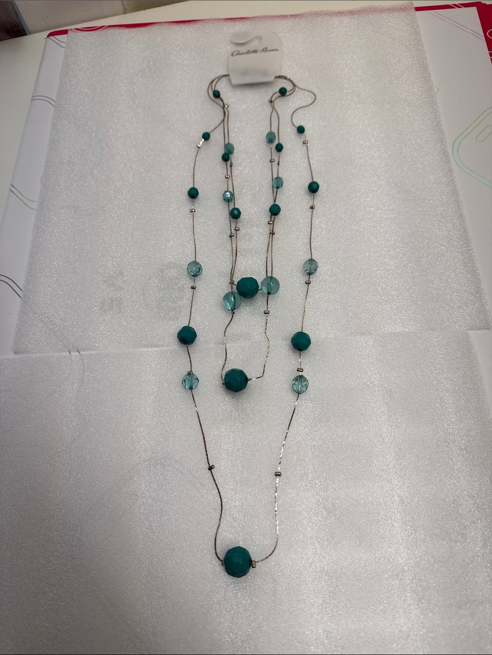 Charlotte Russe Teal Layered Bead Necklace. NEW